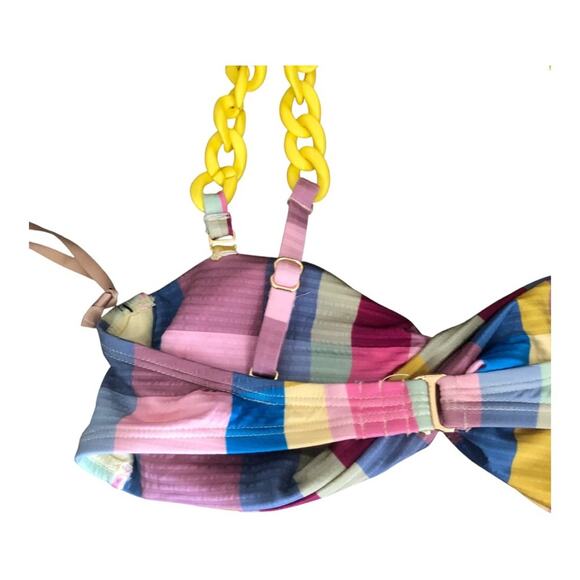 Gianni Bini x Jess Southern Garden Plaid Twist Bandeau Bikini Top Multicolor XS - Picture 8 of 15